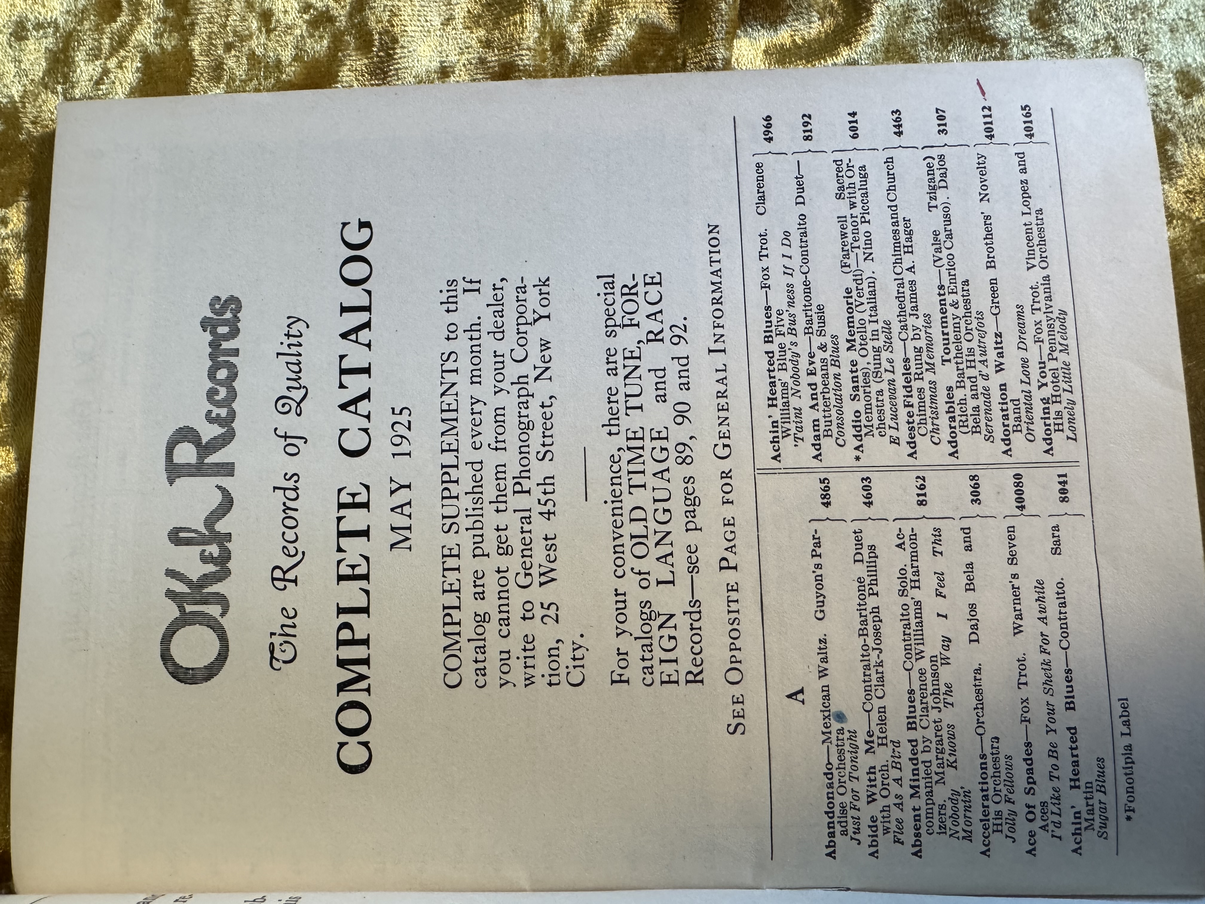Okeh Record Catalog