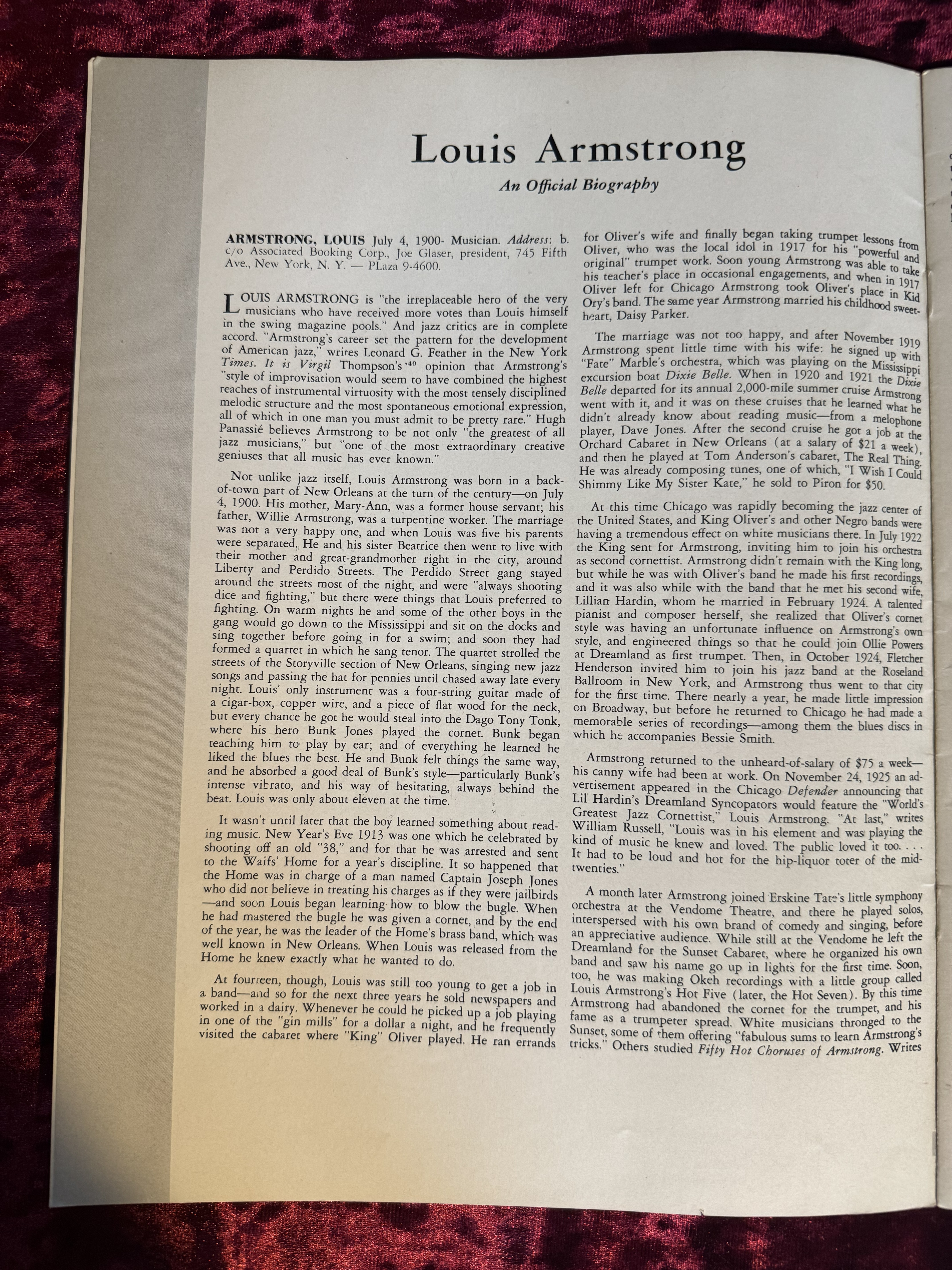 1954 Concert Program