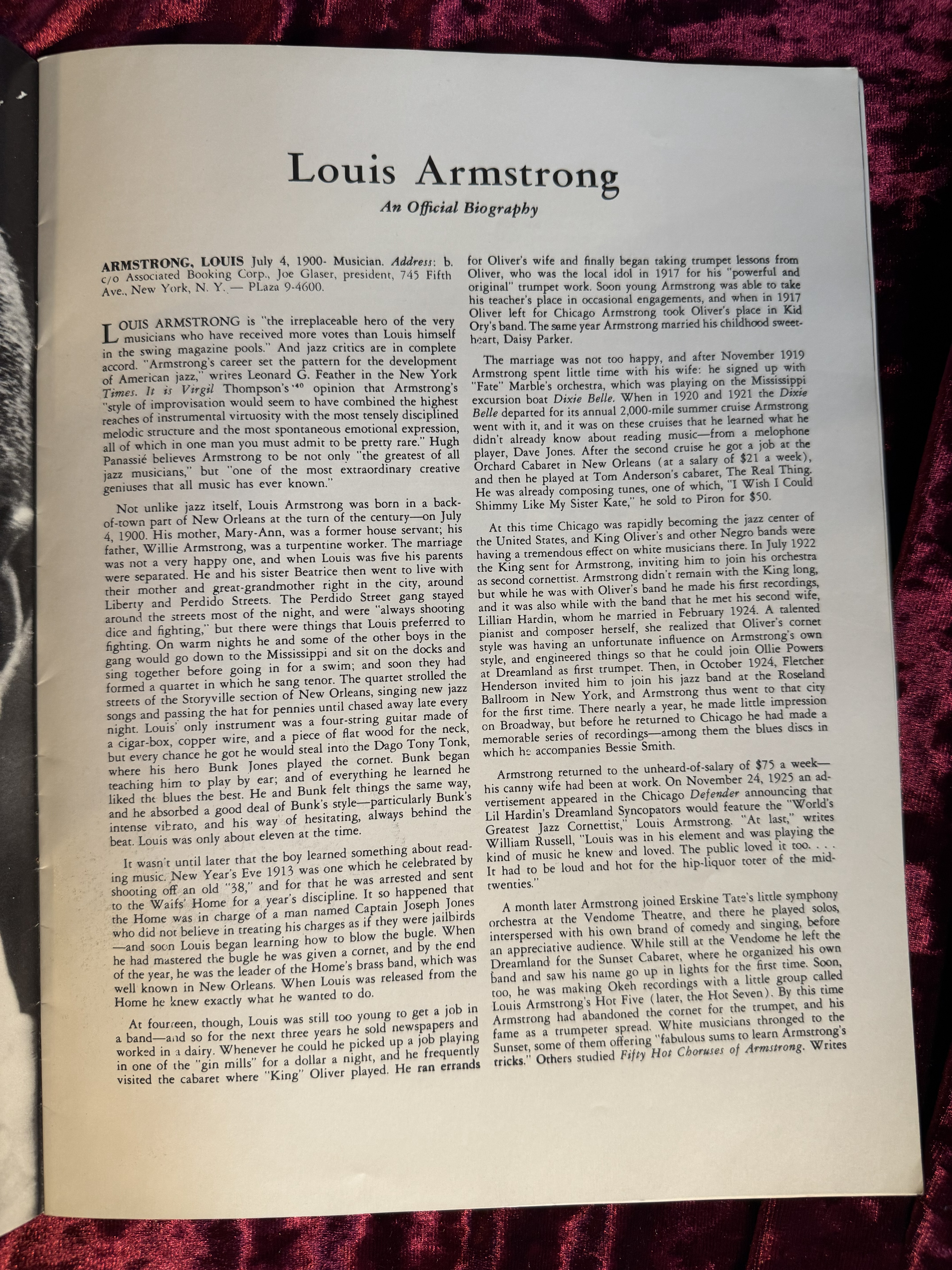 1954 Concert Program